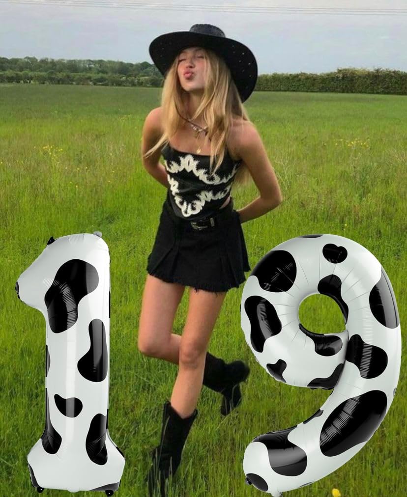 Cow Print Number Balloon Birthday Decorations, 40 inch Number balloon 0-9(Zero-Nine), Cow Balloon for Farm Birthday Party Supplies, Cow Themed birthday party Decorations (Number 0)
