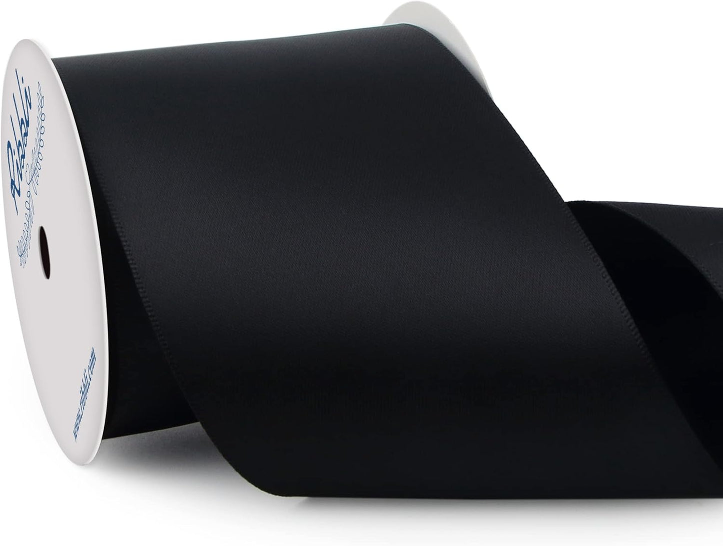 Ribbli Black Double Faced Satin Ribbon, 3” x Continuous 10 Yards,Use for Bows Bouquet,Gift Wrapping,Floral Arrangement,Wedding Decoration