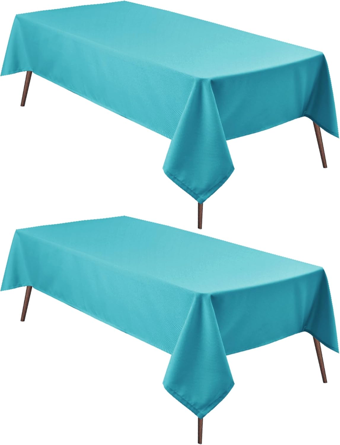 Hiasan 2 Pieces Turquoise Rectangle Tablecloth - Water Resistant and Spillproof Dining Room Washable Fabric Table Cloth for Dining Room, Polyester, 54 x 80 Inch