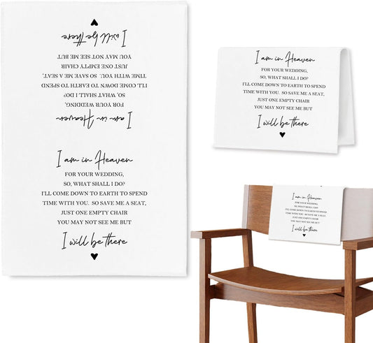 In Loving Memory Wedding Sign, I Am in Heaven for Your Reserved Chair Sign Pew Cloths Seating Placeholder, Wedding Decorations for Reception Celebrations Event (2 Pcs)