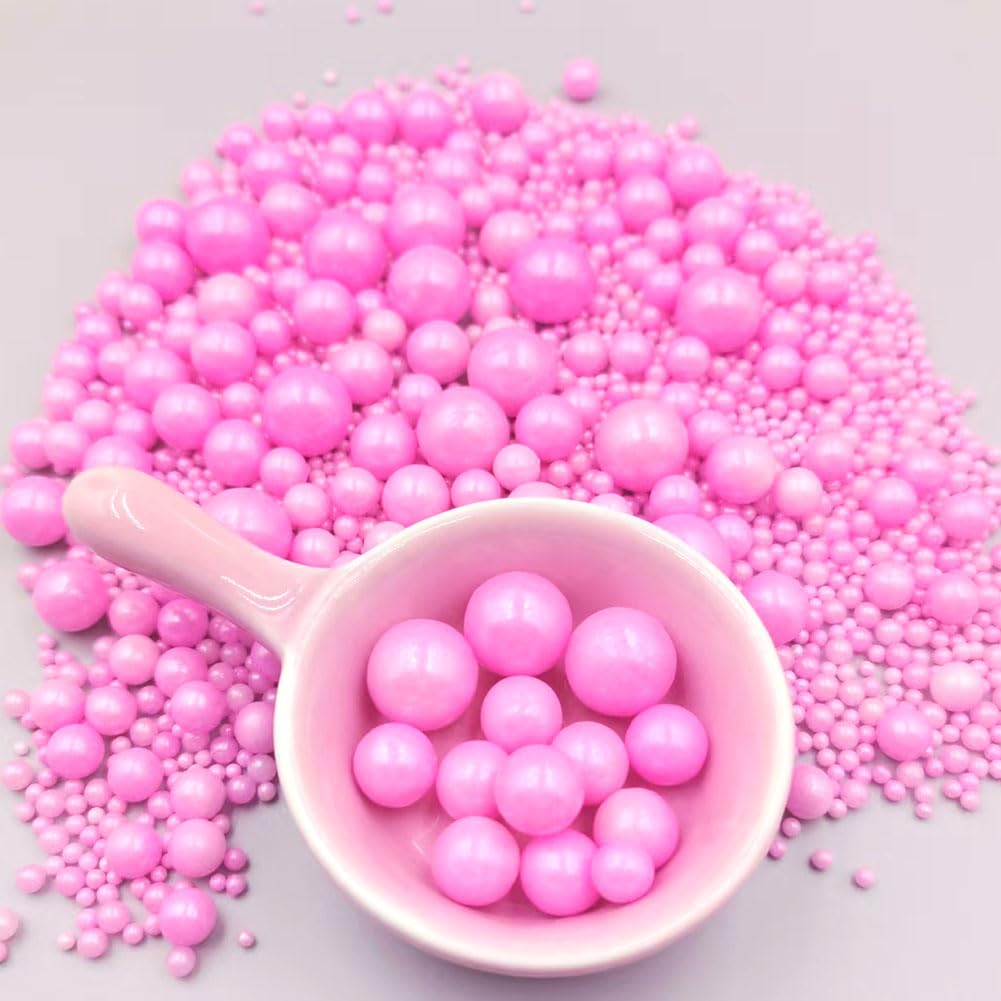 Edible Pearl Sugar Sprinkles Pink Candy Mixing Size Baking Edible Cake Decorations Cupcake Toppers Cookie Decorating Celebrations Wedding Valentines Easter Halloween Christmas Supplies 120g/ 4.23oz