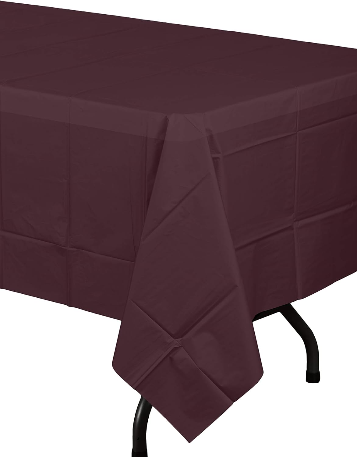 Exquisite 12-Pack Premium Plastic Tablecloth 54in. x 108in. Rectangle Table Cover - Brown