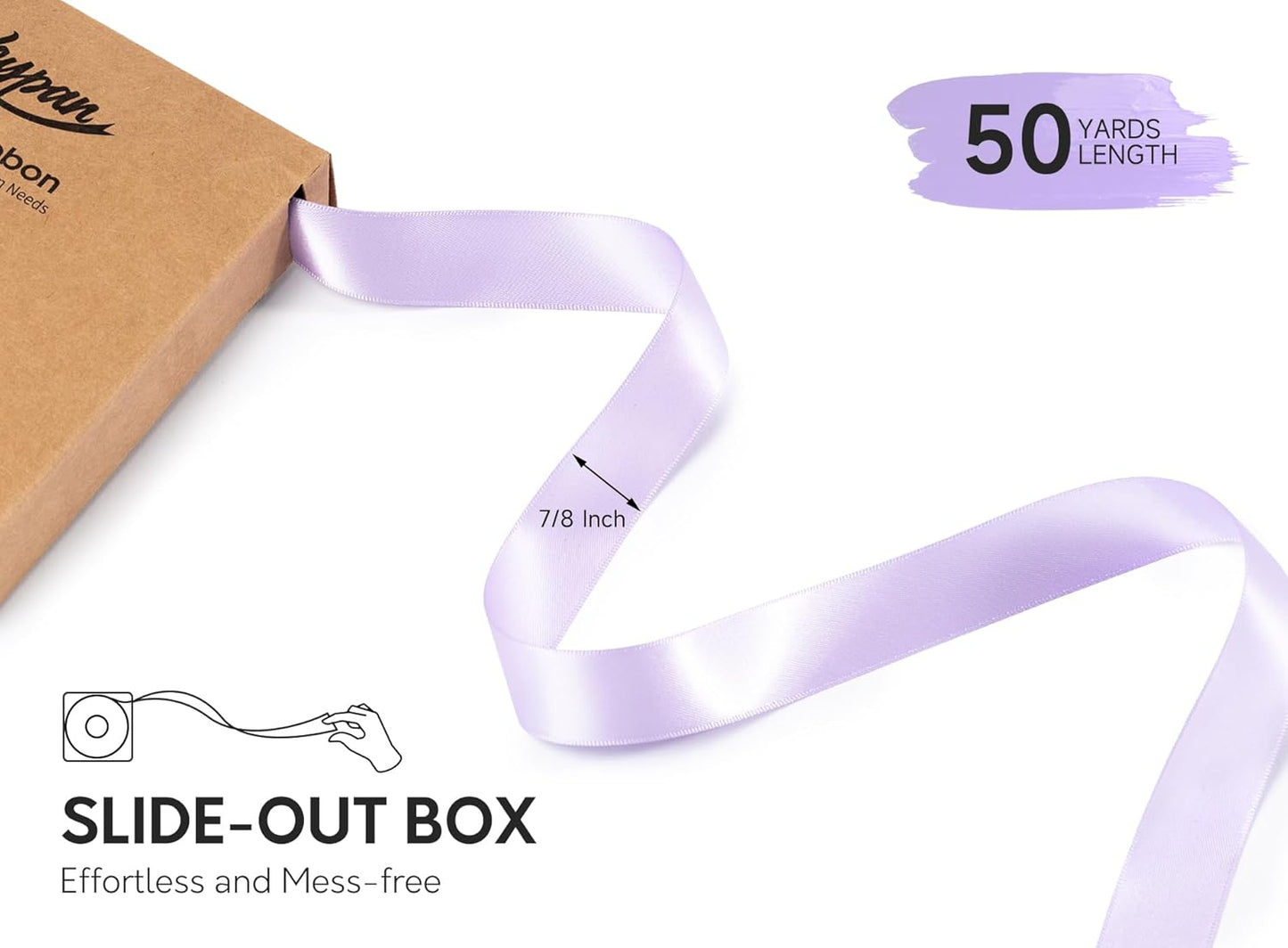 Lavender Satin Ribbon 7/8 Inch x 50 Yards Double-Faced Ribbons for Gift Wrapping Crafts Flower Bouquet Wedding Paper Bows Invitations