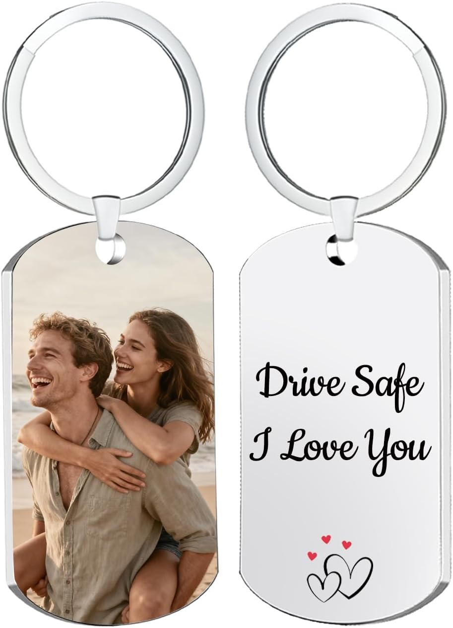 Custom Keychain with Picture, Personalized Double-sided Keychains Gifts for Boyfriend, Family, Lover