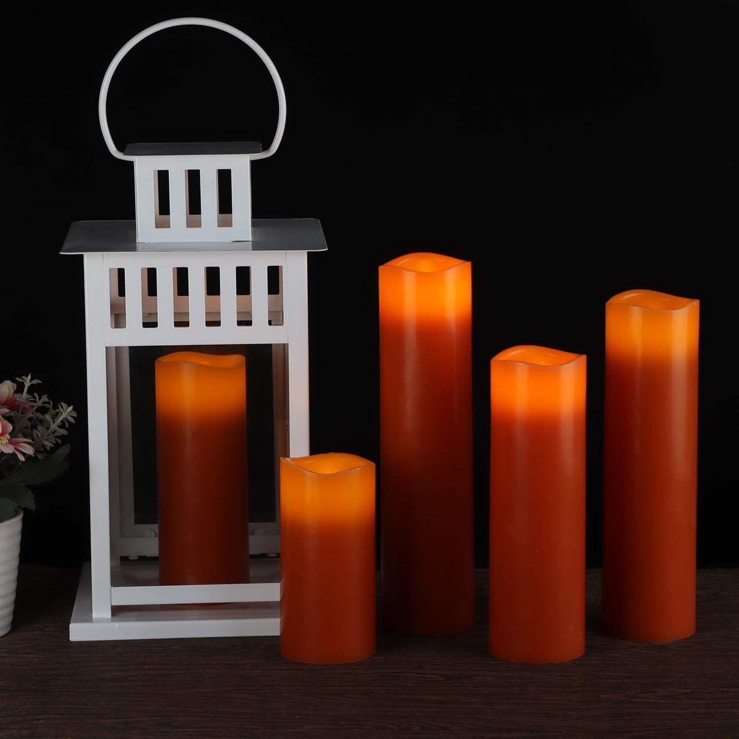 Vinkor Flameless Candles Battery Operated Candles Real Wax Pillar LED Candles with 10-Key Remote and Cycling 24 Hours Timer (Orange Set of 9)