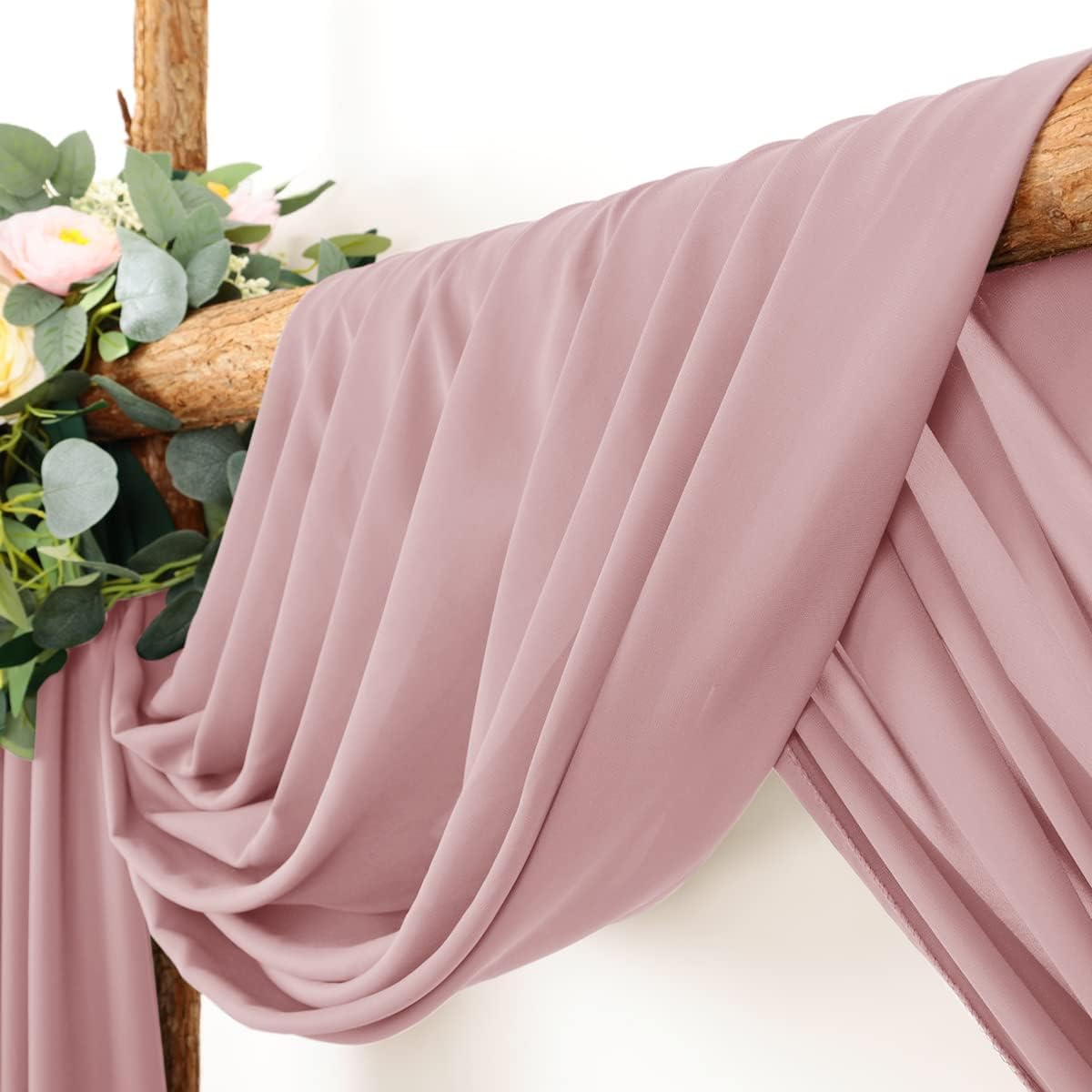 Wedding Arch Draping Fabric 2 Panels 30'' x 18FT Dusty Rose Sheer Chiffon Arch Drapery for Photo Booth Bridal Shower Baby Shower Church Decor Newborn Photography Christening Outdoor Party