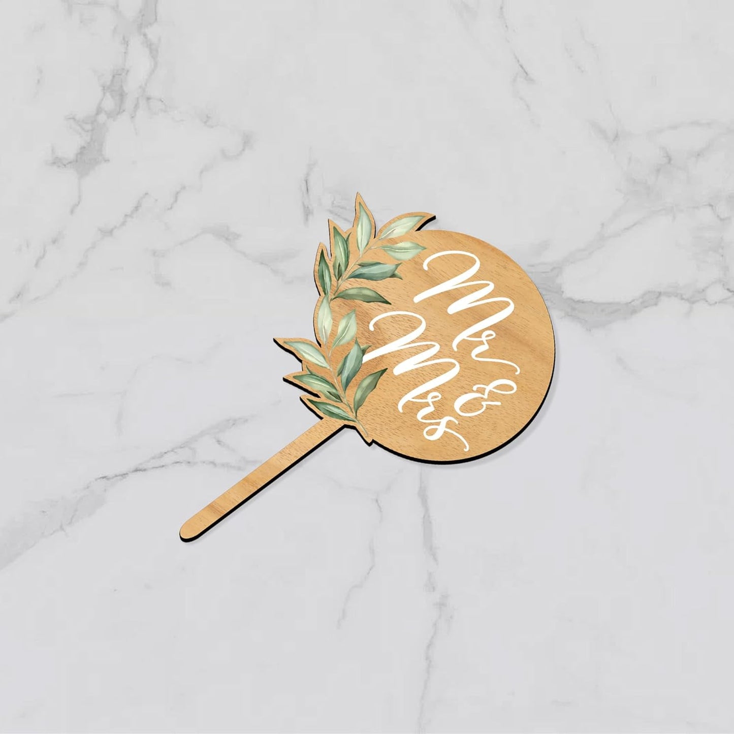 12 PCS Wedding Cupcake Toppers Green Mr & Mrs Wedding Cake Cupcake Decorations in Wood