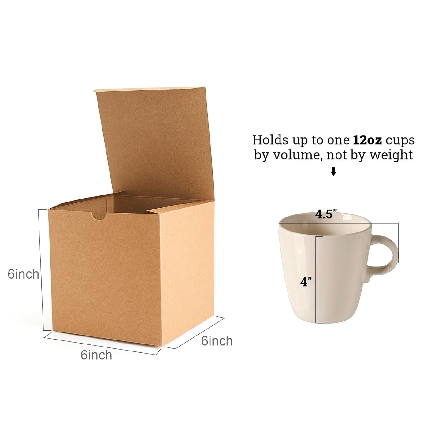 MESHA 6x6x6 Gift Boxes with Lids, Brown Kraft Gift Boxes 50PC for Christmas, Cupcake, Bridesmaid & Groomsmen Proposal, Birthday, Party Favor, Wedding Favor