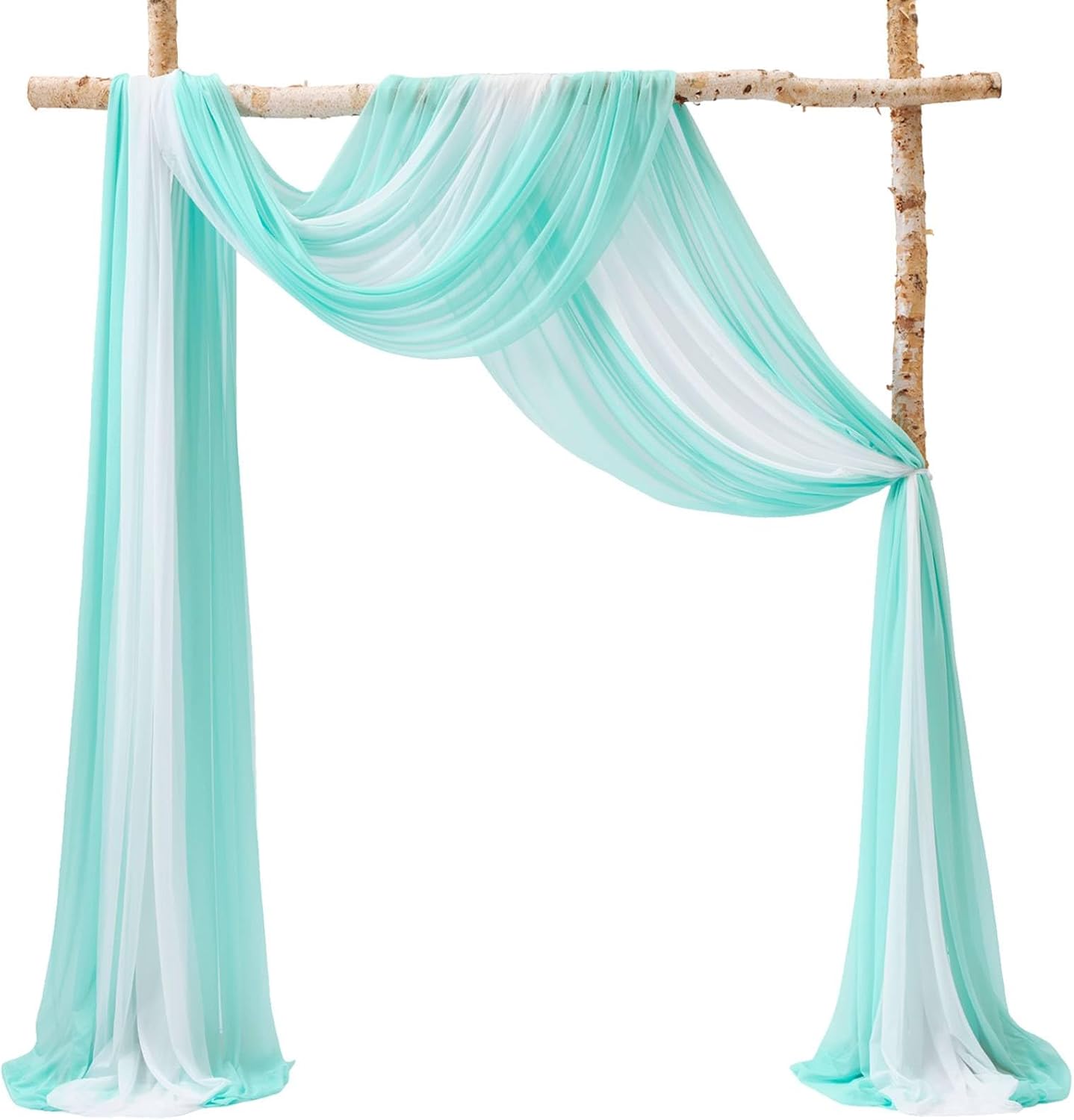 TINGE TIME 3 Panels Wedding Arch Draping Fabric, 30" x 20ft Light Teal Chiffon Fabric Drapery Sheer Backdrop Curtain for Weddings Ceremony Party Decoration, Wedding Arch Drapes for Weddings Ceremony
