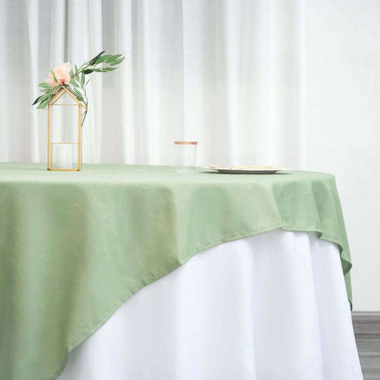 Efavormart 70" Premium Square Polyester Tablecloth for Wedding Kitchen Dining Events - Sage Green
