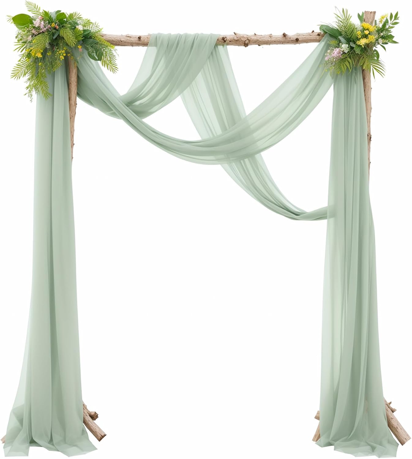 2 Panels Wedding Arch Draping Fabric Sage Green Sheer Backdrop Curtain Arch Drape for Wedding Ceremony Reception,Bridal Shower Party Decorations 28" X 19ft