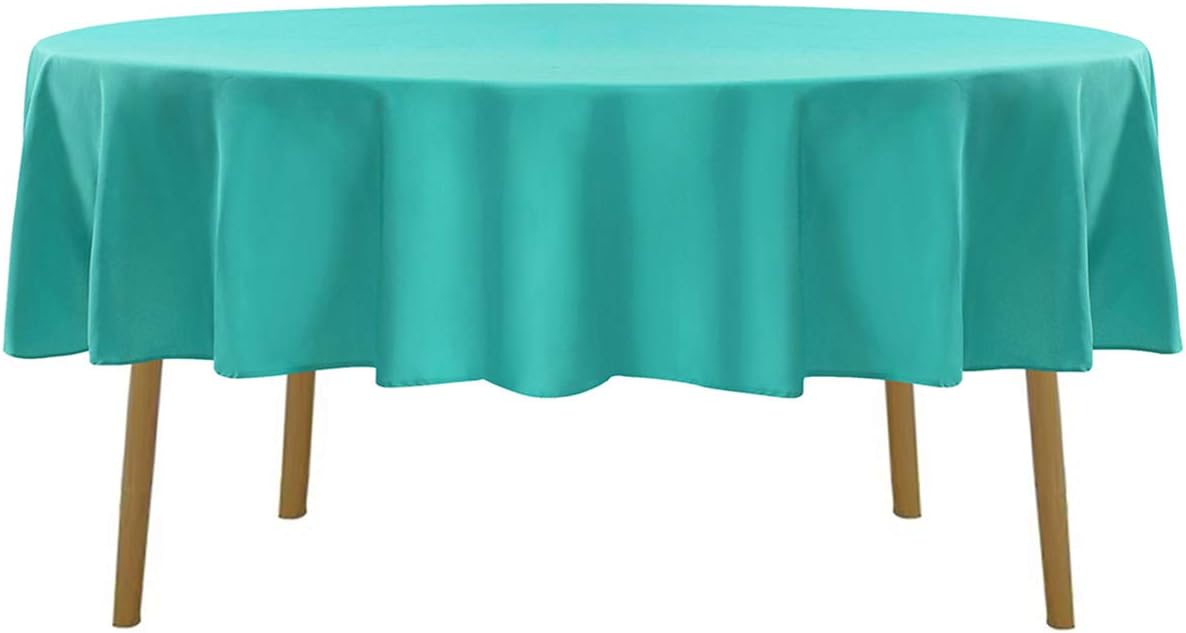70 inch Round Tablecloth Washable Polyester Table Cloth Decorative Table Cover for Wedding Party Dining Banquet（70 inch,Turquoise）