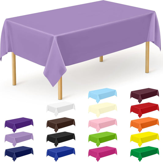 QZYL 12 PCS Lavender Plastic Tablecloths, 54 in x 108 in Dinner Table Cloths, Rectangle Table Cover for Birthday Party Family Gathering Wedding