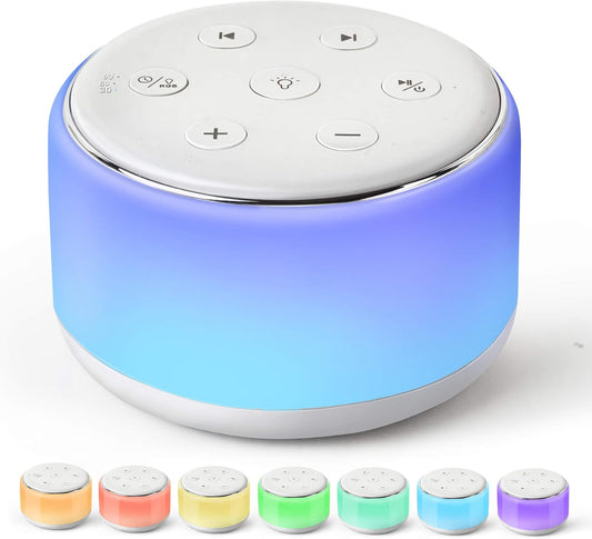 FamiSym White Noise Sound Machine Baby for Sleeping with Night Light – 34 Soothing Sounds, Rechargeable White Noise Machine for Kids Adults, Portable Lullaby Sleep Machine Baby Soother Home Travel