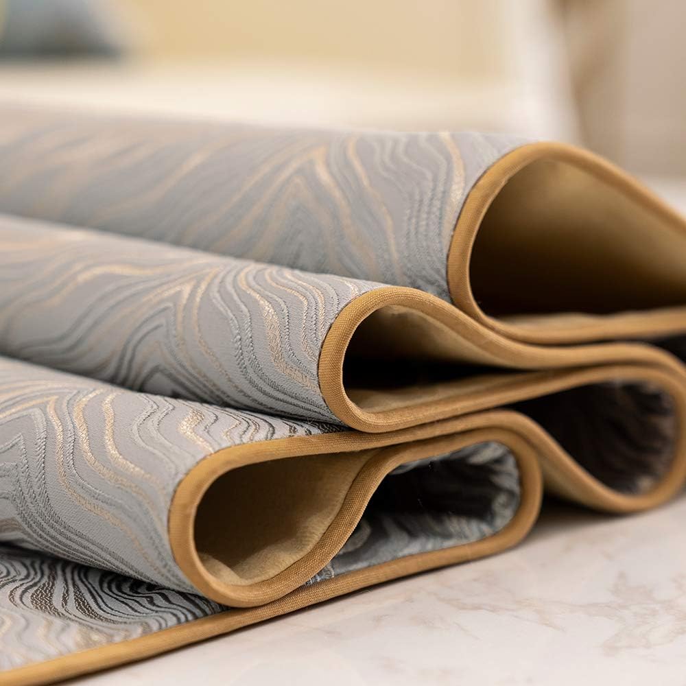 Avigers 12 x 59 Inch Decorative Luxury Abstract Striped Silver Gray Table Runners with Tassels for Home Living Room Bedroom Art Decor Wedding