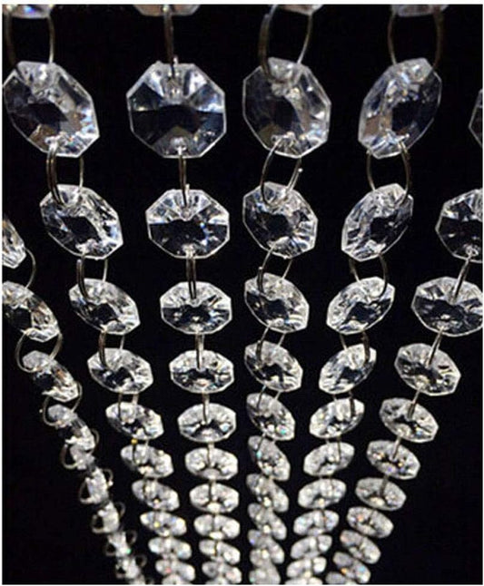 WAZHRMGHG Clear Acrylic Crystal Garland Strands Hanging Chandelier Bead Chain Ornament String Decorations for Chandelier Christmas Tree Wedding Party Celebration (33FT(10M))