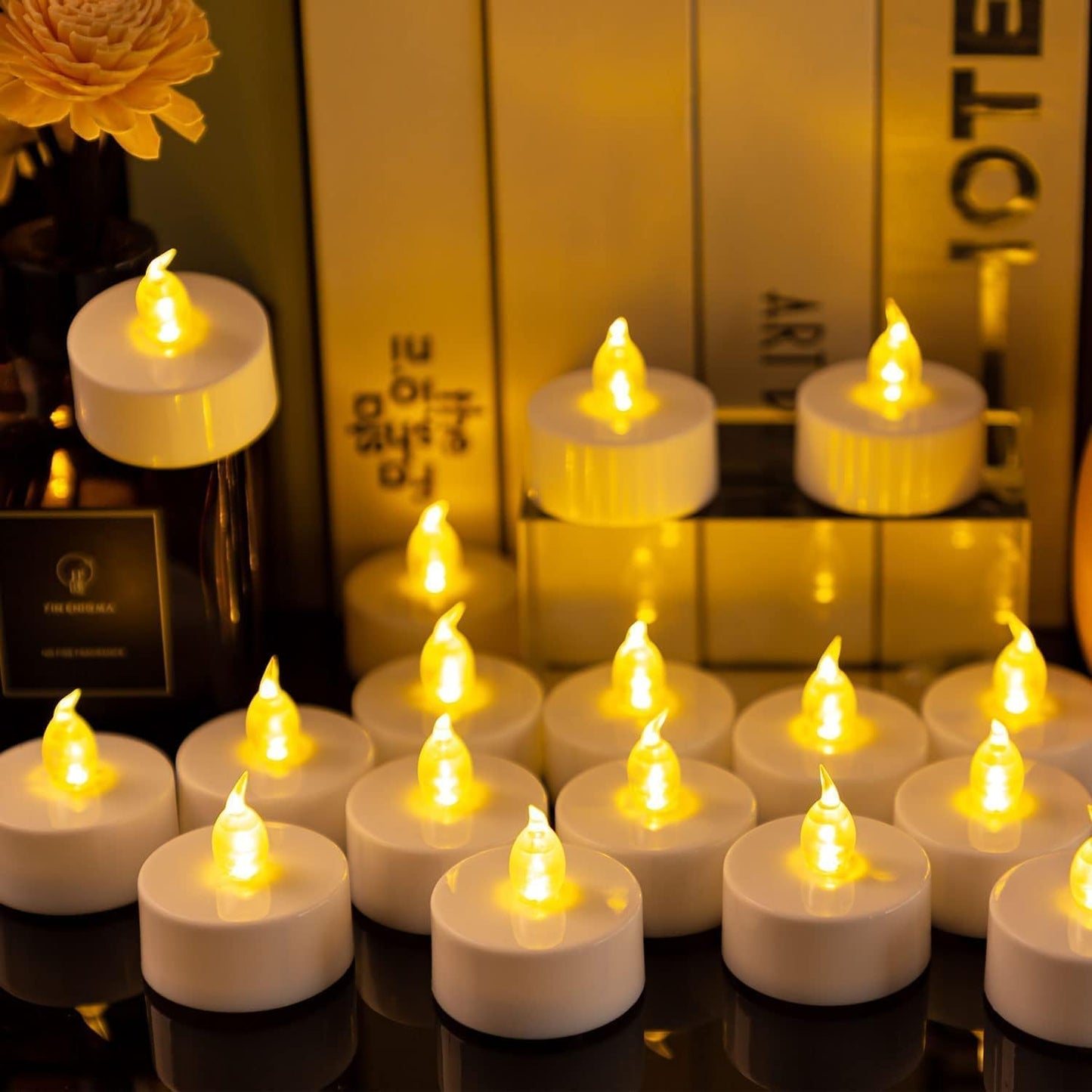LED Tea Lights Candles- 100PACK Warm Yellow Flameless Candles Realistic and Bright Flickering Long Lasting 200Hours for Holiday Celebration,Party,Home Decoration,Battery Operated