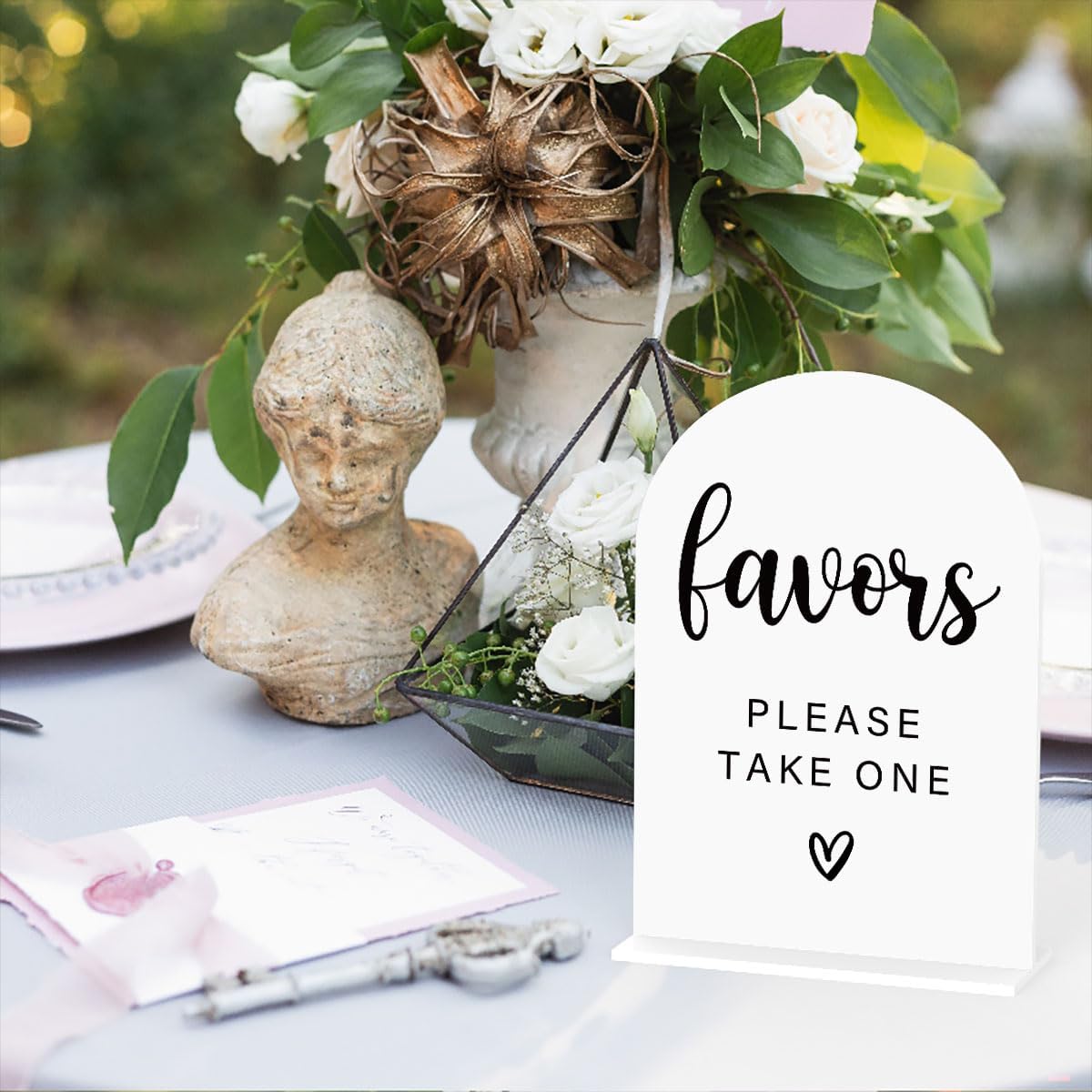 Acrylic Wedding Sign, Bridal Shower Decorations, Favors Please Take One Sign for Ceremony, Modern Font Table Signs, Acrylic Table Top Signs for Wedding Reception and Event Party (White)