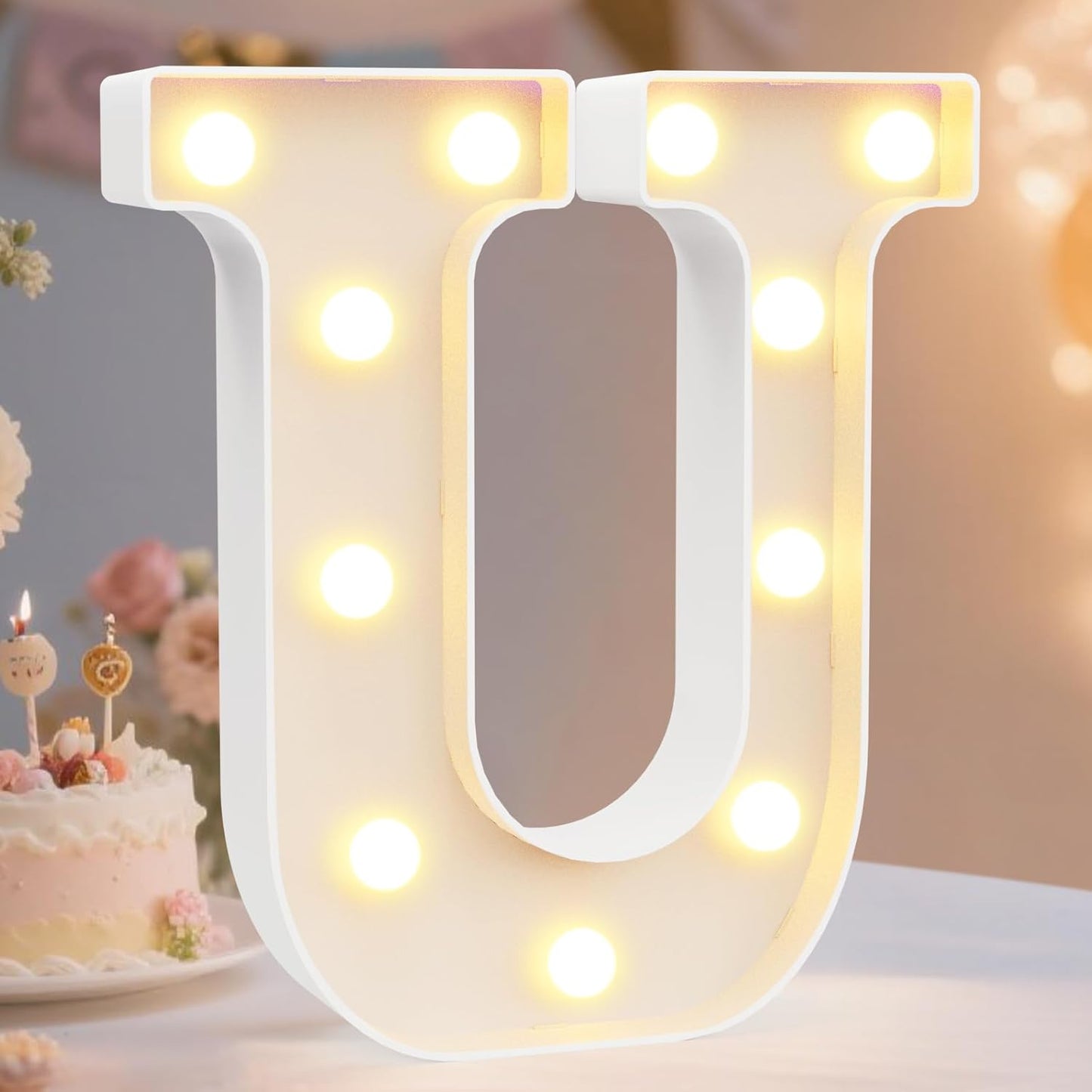 Pooqla LED Marquee Letter Lights Sign, Light Up Alphabet Letter for Home Party Wedding Decoration U