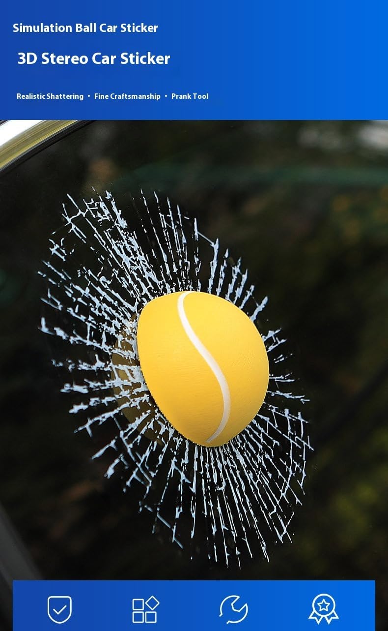 Car 3D elf Ball car Sticker, car Window Funny Creative Decorative Sticker(18cmx18cmx3cm) (White Baseball)