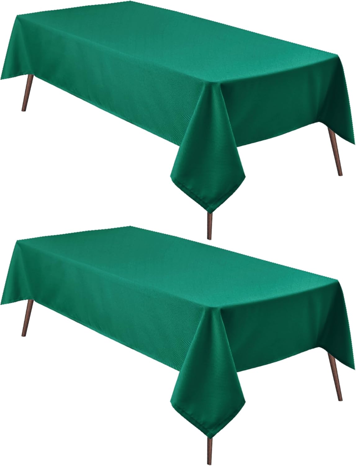 Hiasan 2 Pieces Rectangle Tablecloth - Waterproof Washable Polyester Table Cloth for Dining Room Birthday Party, Emerald Green, 54 x 80 Inch
