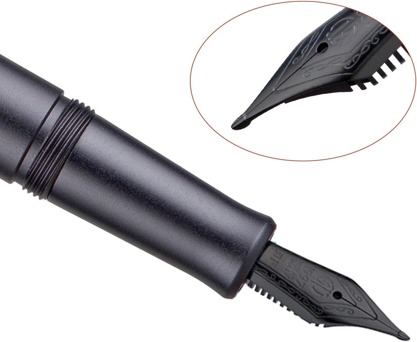 Hongdian M2 Black Forest Mini Fountain Pen, Long Blade Nib & Sleek Shape Aluminium Short Pocket Travel Pen (Space Gray)