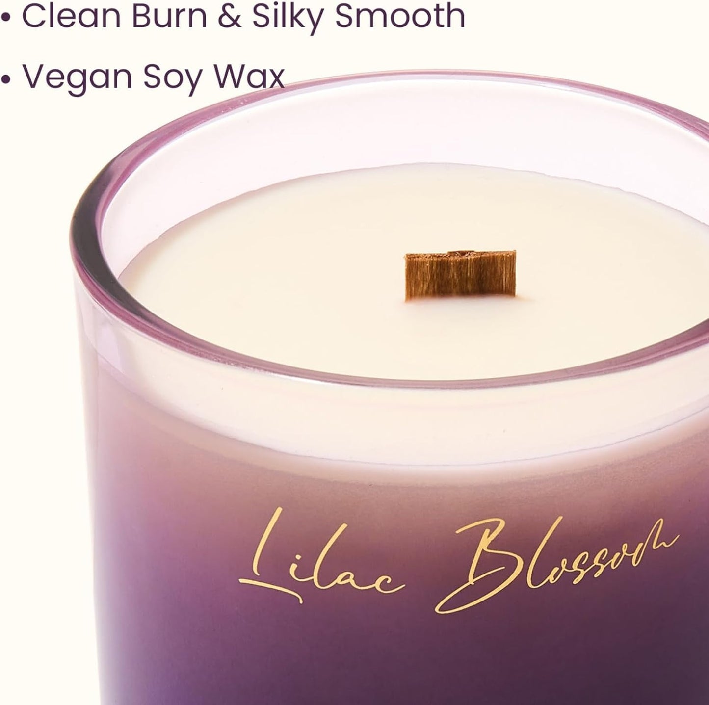 M&SENSE 16.6oz Natural Soy Large Jar Candle with Wooden Wick | Lilac Blossom Scent | 95-Hour Burn & Long-Lasting Burn | Housewarming Gift for Men and Women