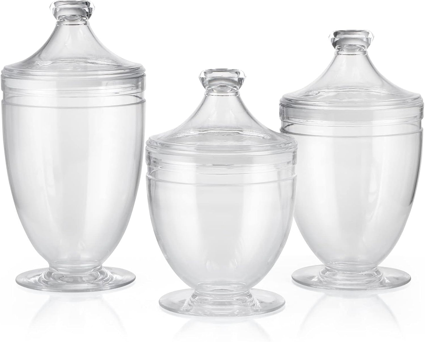 MOLIGOU Acrylic Apothecary Jars with Airtight Lid, Candy Jars for Candy Buffet, Decorative Bathroom Canisters, Set of 3