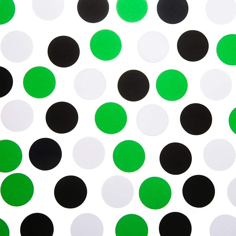 Glitter Confetti Circle Dots for Table Wedding Birthday Party Decoration, 1.2 inch in Diameter (black,green,white,200pc)