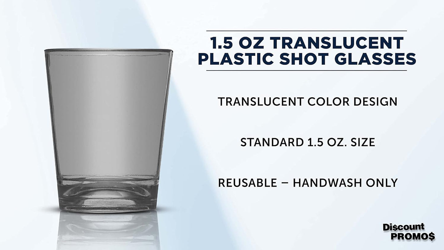 DISCOUNT PROMOS Translucent Plastic Shot Glasses 1.5 oz. Set of 10, Bulk Pack - Acrylic, Great for Wedding, Party, Birthday, Gifts - Charcoal