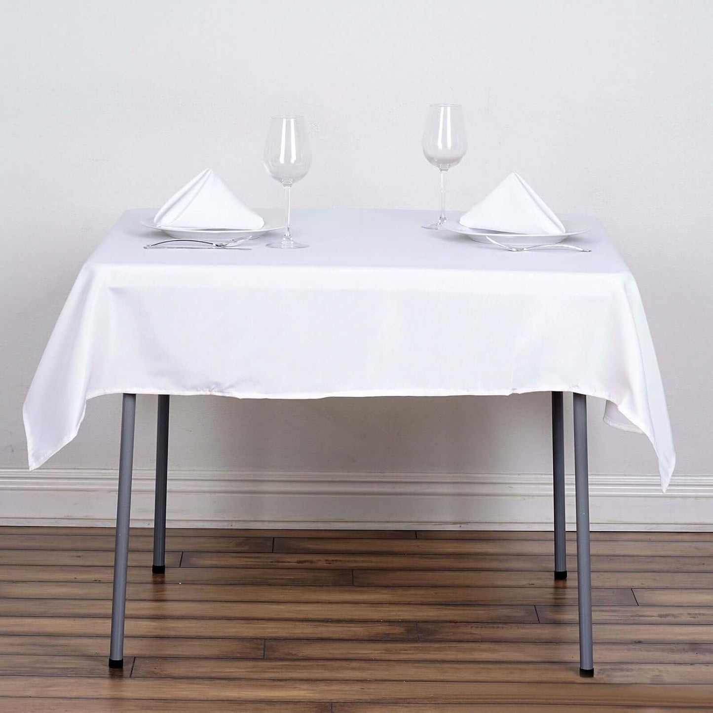 Efavormart 54x54 White Wholesale Linens Seamless Polyester Square Linen Tablecloth for Wedding Banquet Party Restaurant