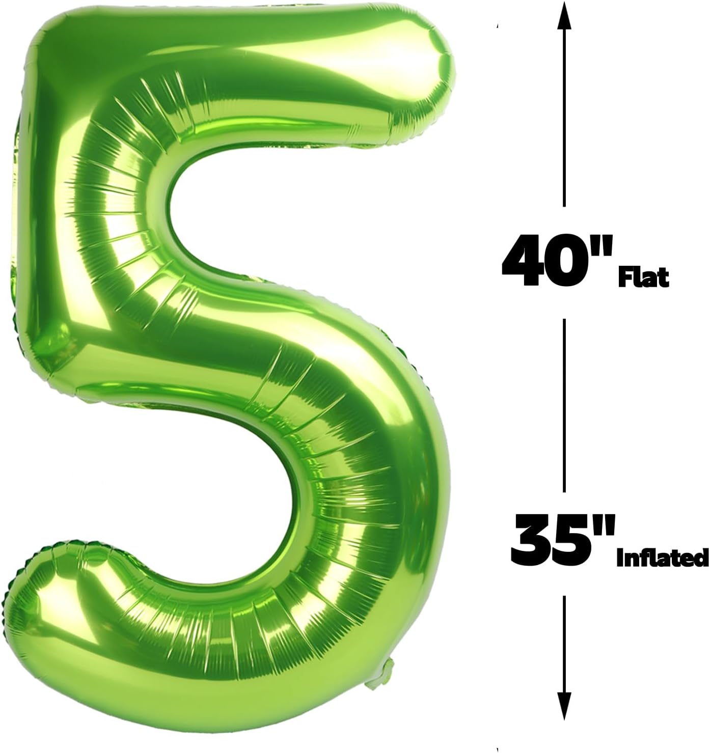 Large Light Green 40 Inch Birthday Number 5 Balloon, Light Green Five 5th 15 25 35 50 55 Birthday Anniversary Celebration Decorations, Foil Mylar Helium Numbers 5 Balloons Girl Boy Party Supplies