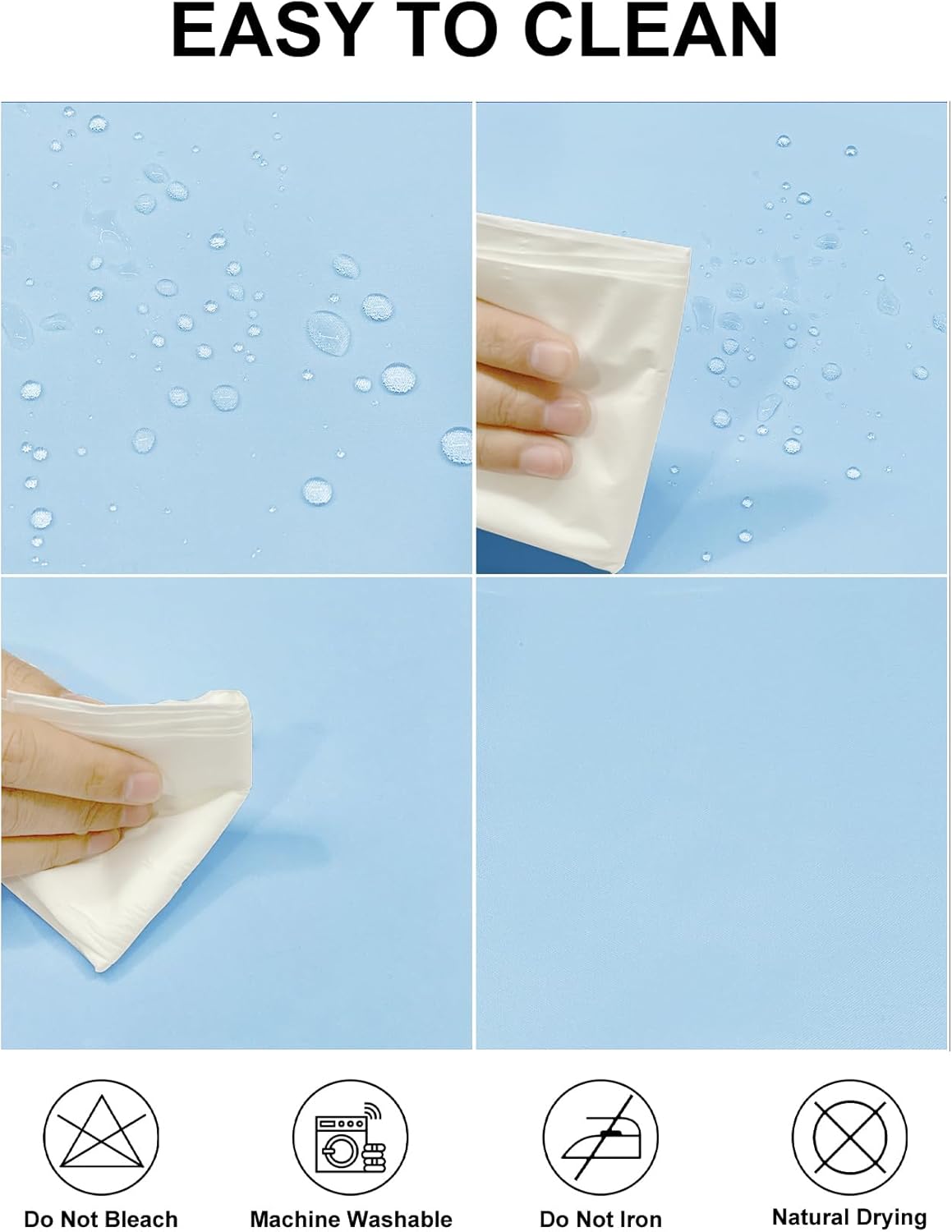 Fokitut 2 Pack Waterproof Round Tablecloth, 70 Inch, Stain Resistant and Wrinkle Polyester Table Cloth, Fabric Table Cover for Kitchen Dining, Wedding, Party, Holiday Dinner-Blue Mist