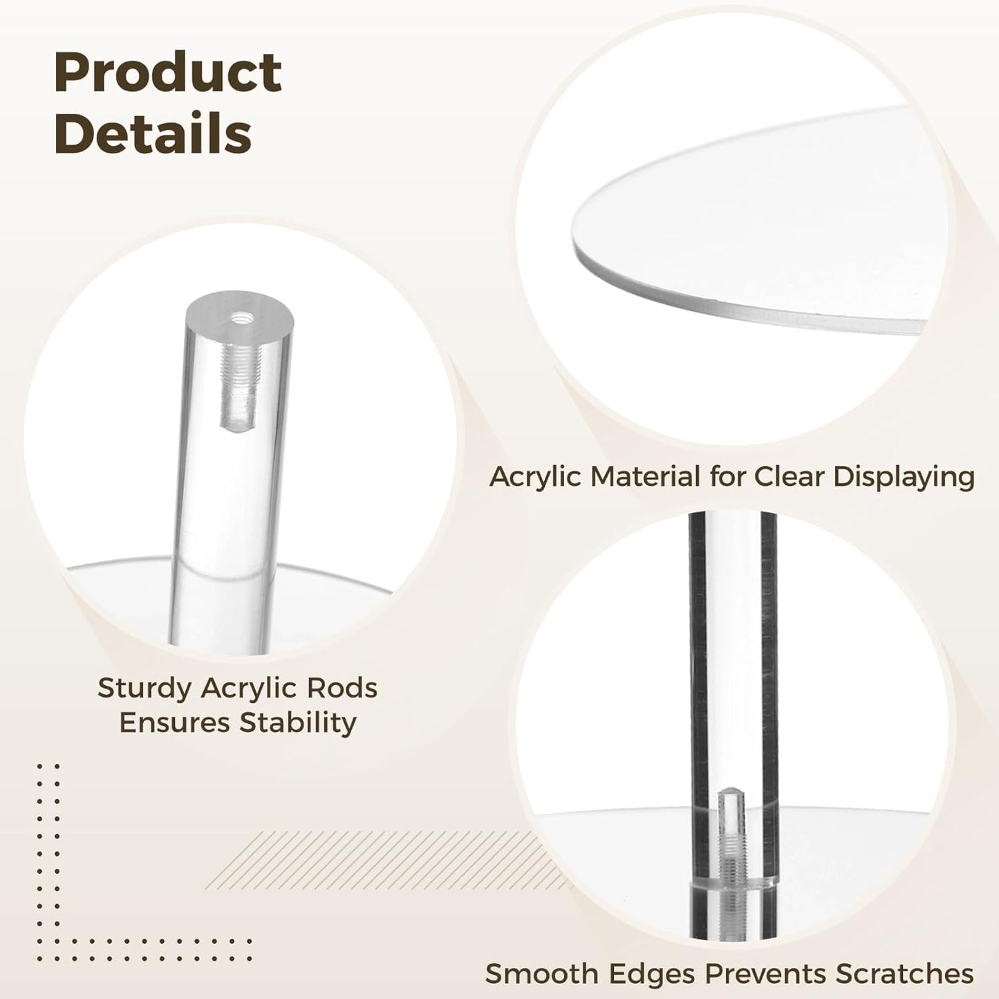 OMISTAR 5-Tier Acrylic Cupcake Stand, 15.7 in / 40 cm Wedding Cake Stand, Acrylic Cupcake Tower Holder, Dessert Display for Party, Birthday, 11.8 in / 30 cm Base, Transparent