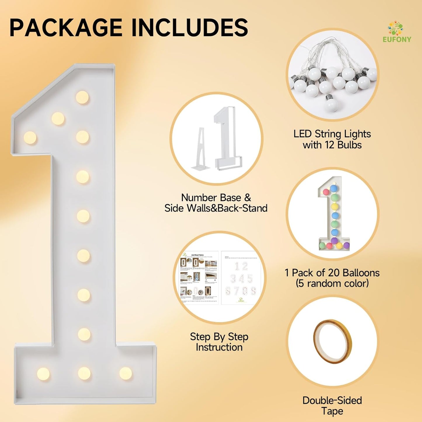 4FT Marquee Numbers, Large Light Up Numbers 4 for 4th 14th 40th Birthday Party Decorations, Giant Light Up Number for 2024 Graduation Prom Decor, 4 Feet Number 4 w/Lights DIY Kit