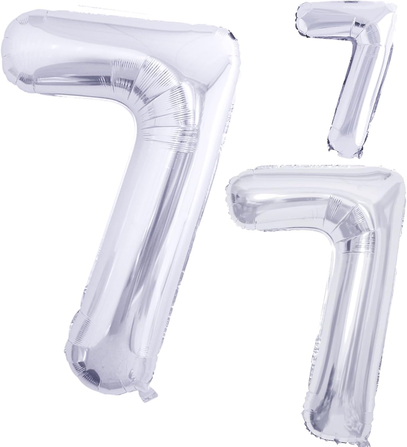 GOER Silver Foil Balloons Number 7,Huge Number Balloons for 7th Birthday Party Supplies Anniversary Decorations(3 pcs,42 inch,32 inc,16inch)