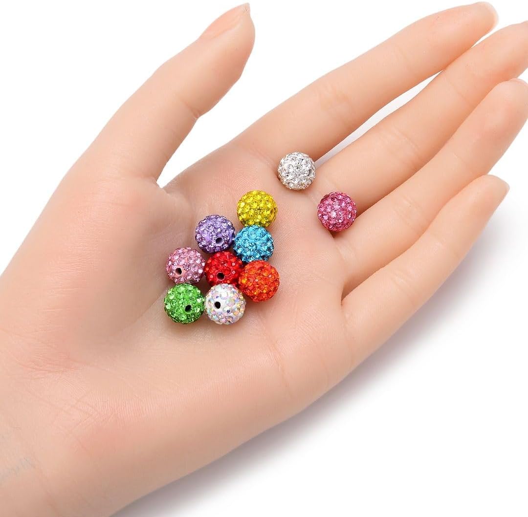 100pcs Adabele Grade A Suncatcher Crystal Rhinestone Pave Loose Beads 10mm Violet Purple Polymer Clay Disco Ball Spacers Compatible with Shamballa All Craft Jewelry Making DB10-4