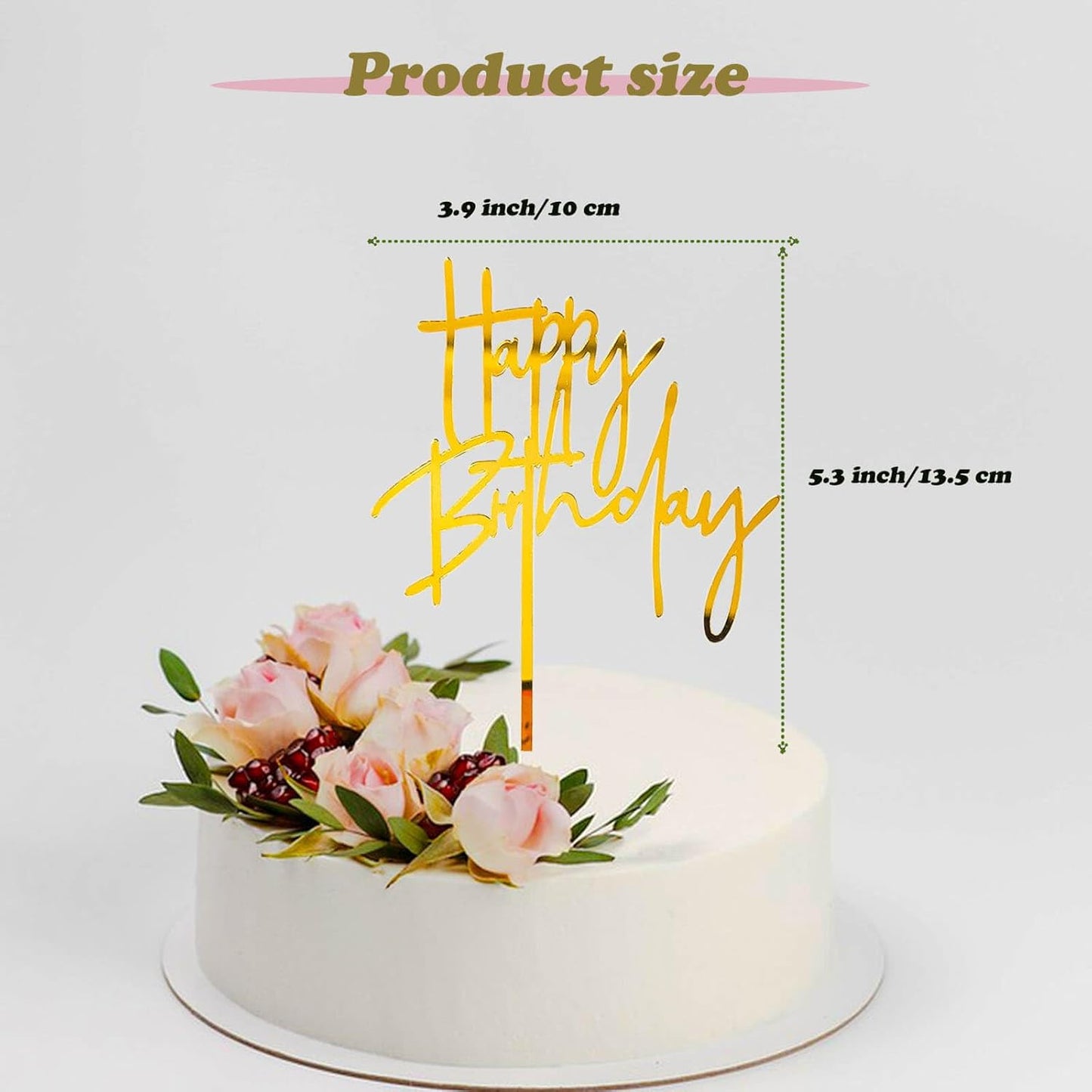 1pcs Happy Birthday Cake Toppers, Acrylic Birthday Cake Topper for Birthday Party Cake Decorations(Gold)