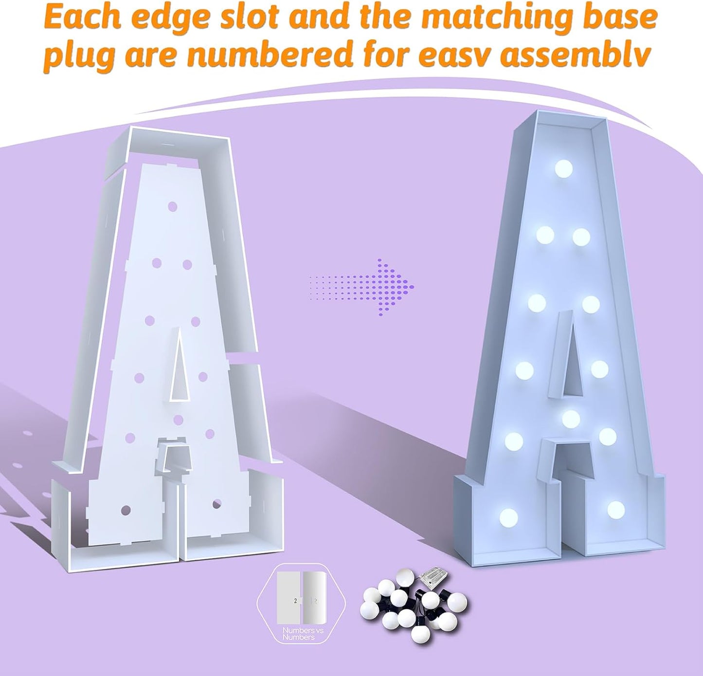 4FT Marquee Light Up Letters Q – Cool White LED, Easy to Assemble Foam Board with Back Support, Large Marquee Light Up Letters for Birthday, Wedding, Party, Anniversary, Baby Shower Decor