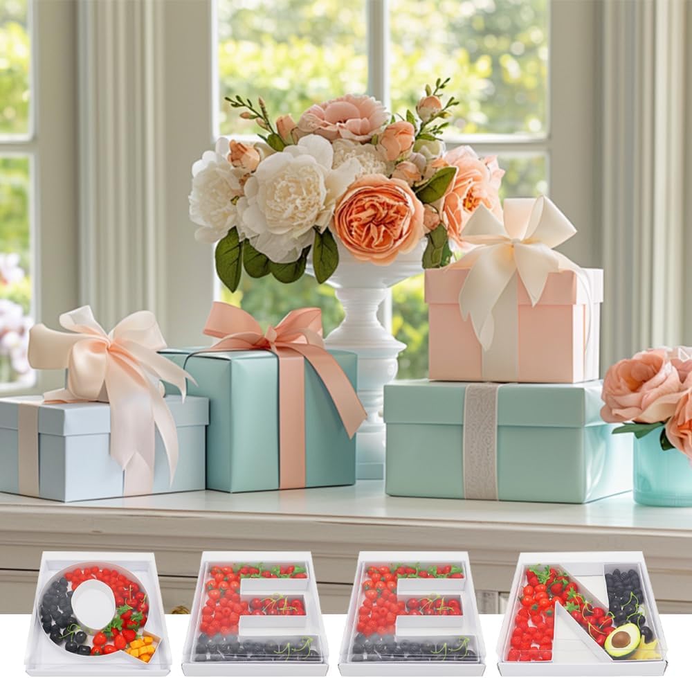 12" Fillable Cardboard Letter Charcuterie Gift Cupcake Box With Cover Sweets Packaging (Q)