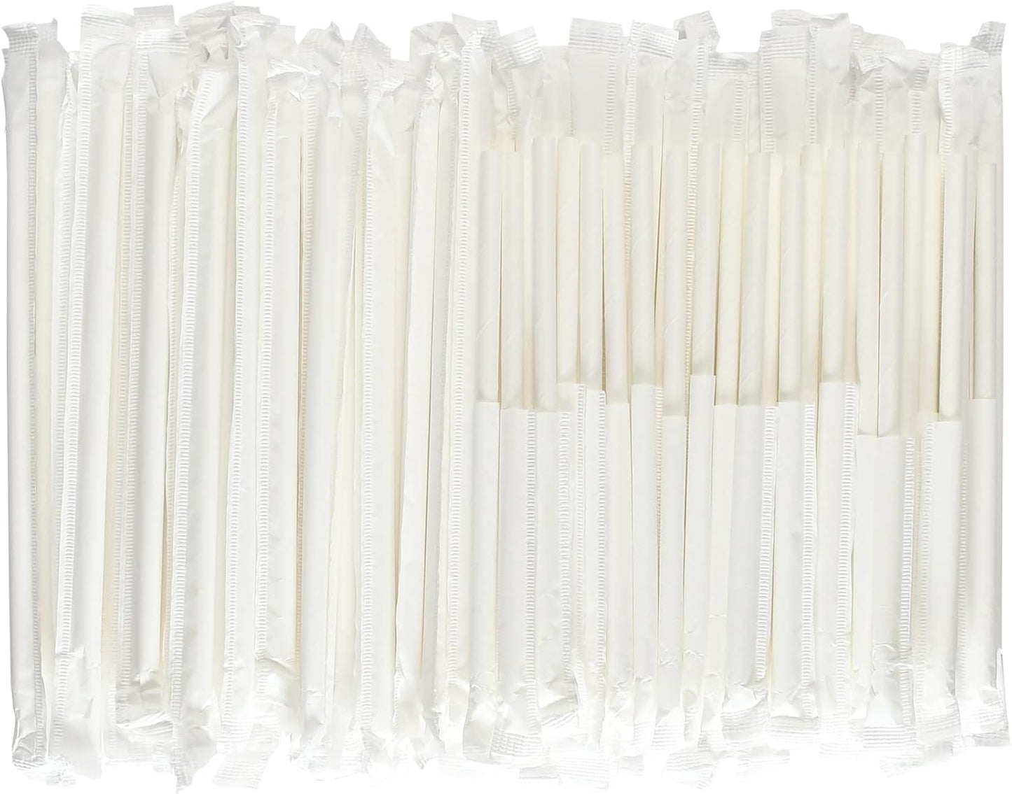 [400 Pack] Compostable Short Paper Straws Individually Wrapped, 5.75" x 0.24", Dye-free White - Great for Kids, Milk Cartons, Cocktail & Coffee