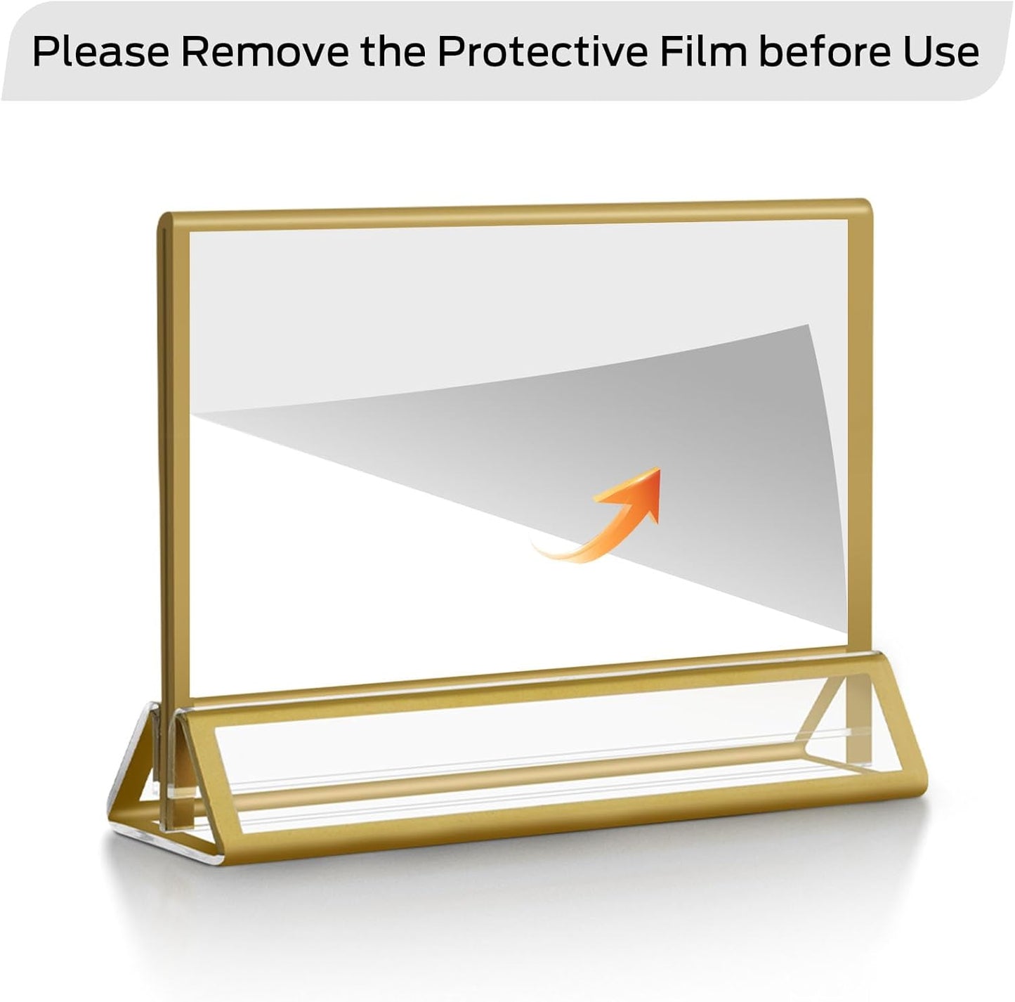 Smarpau 6x4 Gold Acrylic Sign Holder, 8 Pack Wedding Table Number Holders with Horizontal Stand, Double Sided Photo Picture Frames Stands, Flyer Stand, Paper Display Stand for Cafe, Restaurant