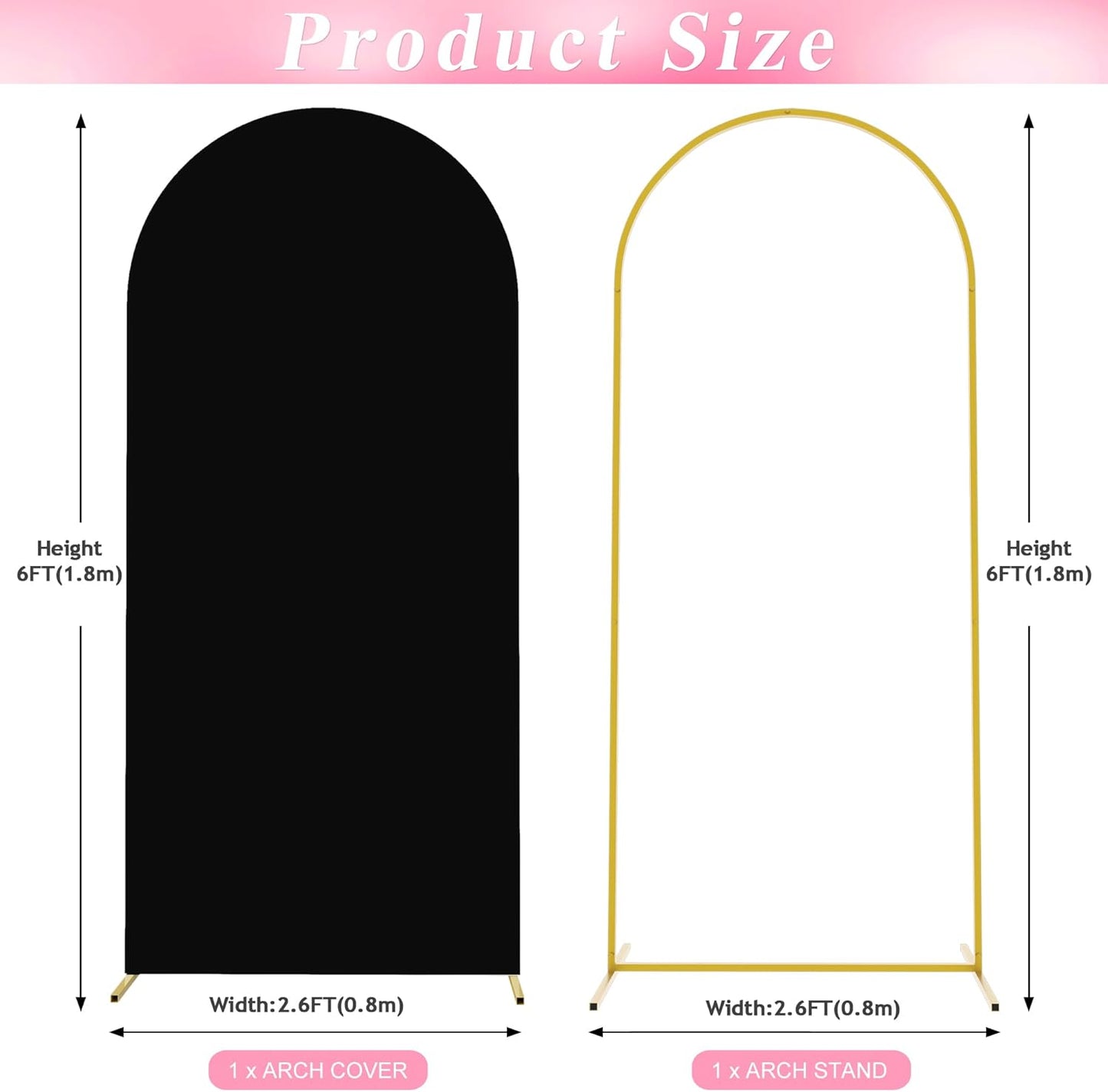 Wokceer 6 FT Wedding Arch Backdrop Stand and Arch Cover Metal Arch Stand with Arch Stand Cover for Birthday Party Wedding Ceremony Bridal Baby Shower Event Decor