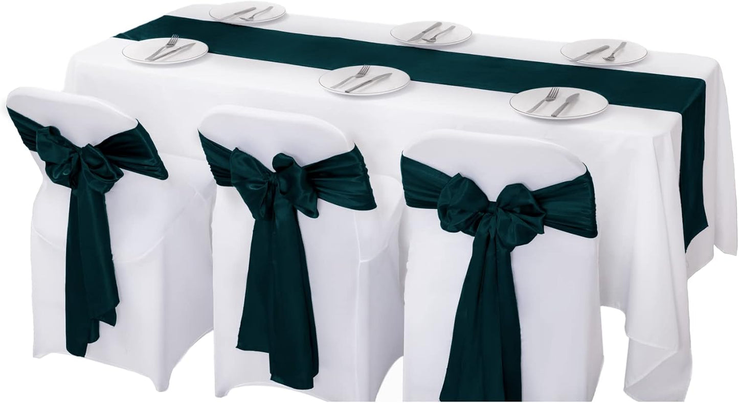 6Pack Table Runner 12 x 108 Inches Satin Silk Table Runner for Wedding, Birthday Party, Banquets, Graduations Decoration, fit Rectange and Round Table-Hunte
