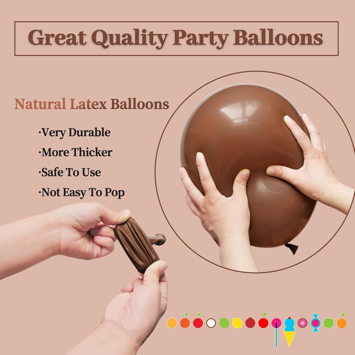 110pcs Brown Balloon 12 inch, Brown Latex Balloons for Birthday Party Baby Shower Wedding(with 2 Ribbons).