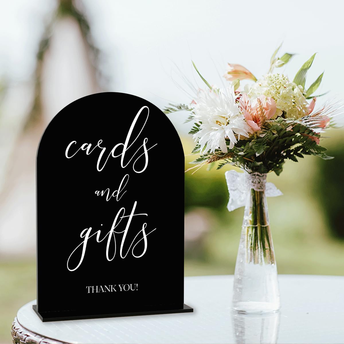 Black Cards and Gifts Sign, Wedding Engagement Bridal Shower Baby Shower Party Decor for Reception Reception, Weddings Acrylic Sign