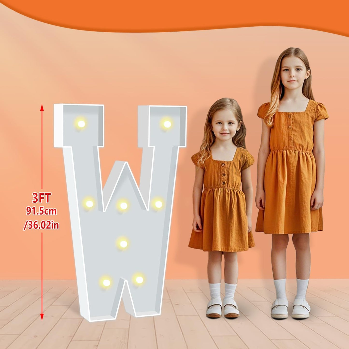 3FT Marquee Letters, Warm Light Marquee Light Up Letters W, Large Light Up Letter for Birthday Anniversary Wedding Engagement Decorations, Big Letter Signs for Party Decor