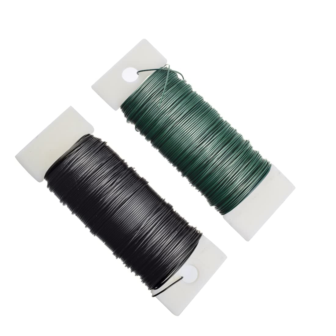 2 Rolls 76 Yards Flexible Floral Bind Wire 22 Gauge Paddle Wire for DIY Crafts Flower Arrangements Garlands, 1xBlack & 1xGreen
