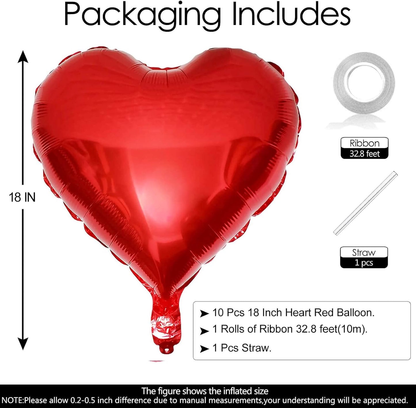 10Pcs Red Foil Heart Shaped Balloons 18 Inch Heart Mylar Balloons For Baby Shower Wedding Valentine Decorations Love Balloons Party Decorations