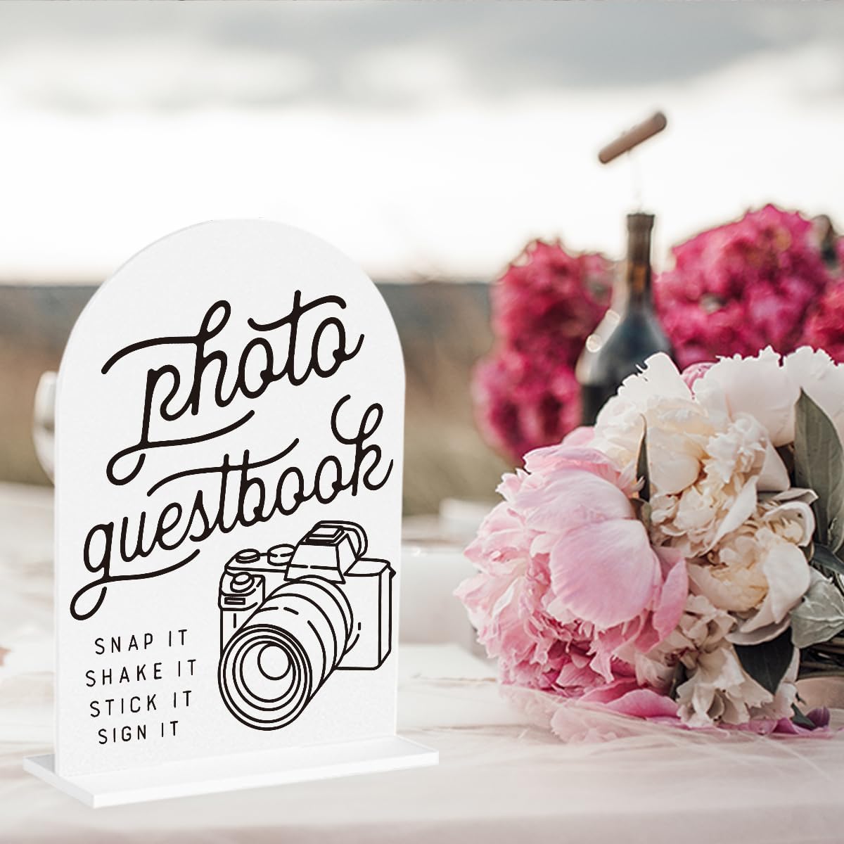 2Pcs Photo Guest Book Sign Cards and Gifts Sign for Wedding Engagement Party Bridal Shower Baby Shower Table Desk Acrylic Decor